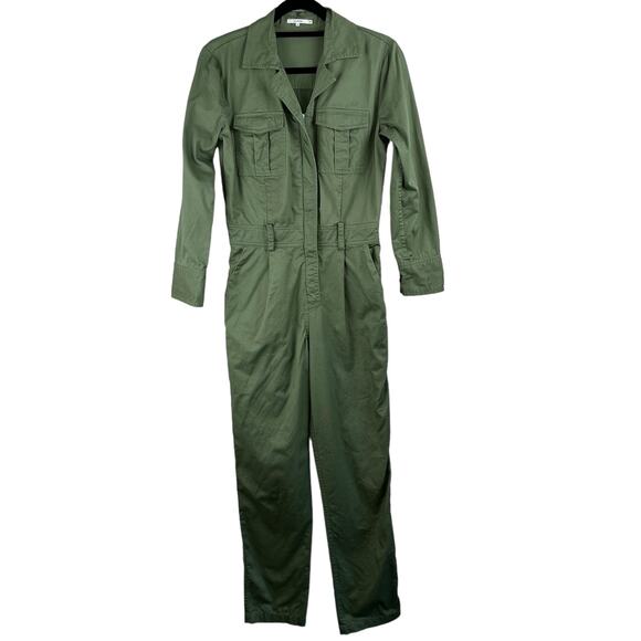 Tularosa Green Long Sleeve Zip Front Collared Utilitarian Jumpsuit XS/Small - Picture 2 of 16